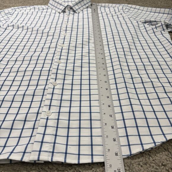 Mizzen Main Leeward Dress Shirt Men’s 2XL White Blue Check Stretch Long Sleeve - Picture 5 of 7